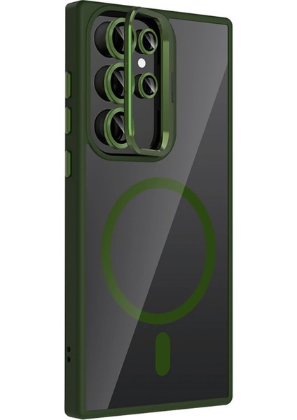 CPT16 Samsung Galaxy S23 Ultra Remim Lensli Magsafe Standlı Kapak - Koyu Yeşil modelleri