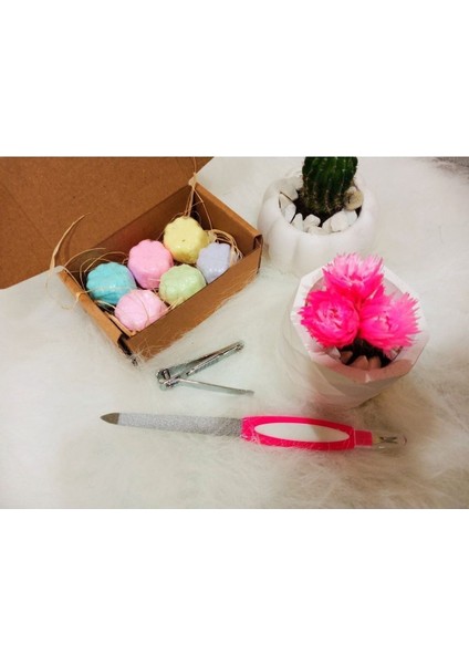 Doğal El Yapımı Manikür Peeling Nem Bombası Tırnak Makası Tırnak Törpüsü Hediye Paketi Seti