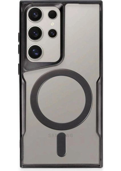 CPT16 Samsung Galaxy S23 Ultra Kılıf Boyi Magsafe Silikon Kapak - Siyah