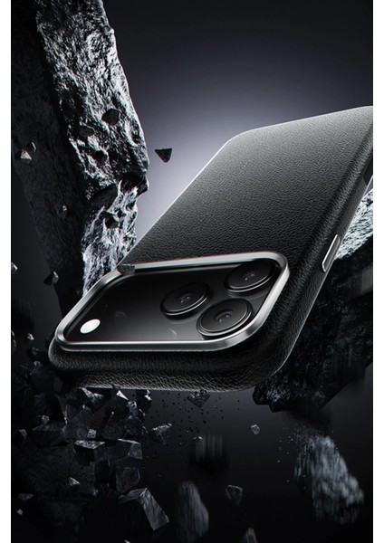 CPT16 iPhone 17 Pro Wonder Deri Magsafe Kapak - Lacivert