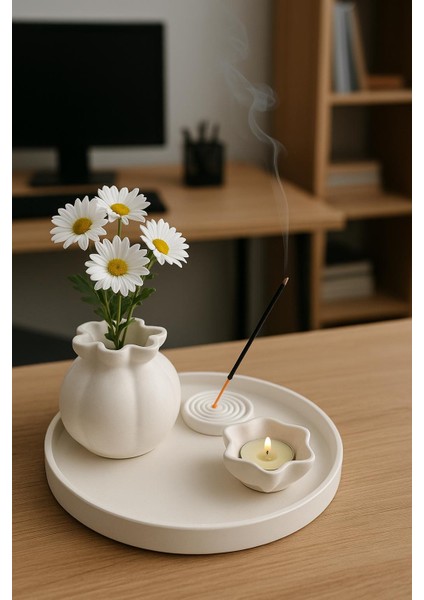 Dekoratif Tepsi Vazo Mumluk ve Tütsülük Seti – Minimalist Şık Tasarım modelleri