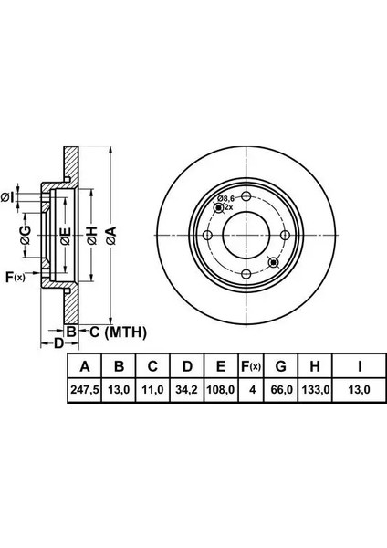50150 Fren Diski On 4249A5 (2 Adet Fiyatıdır)