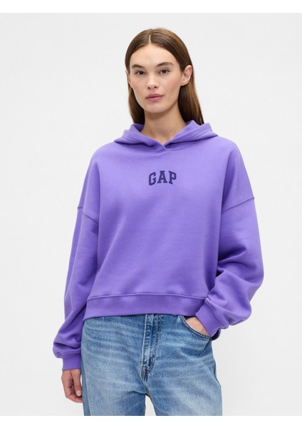 Kadın Açık Lila Relaxed Gap Logo Fleece Sweatshirt