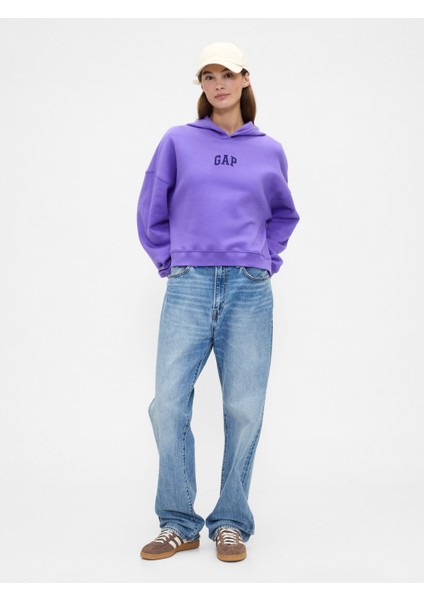 Kadın Açık Lila Relaxed Gap Logo Fleece Sweatshirt modelleri