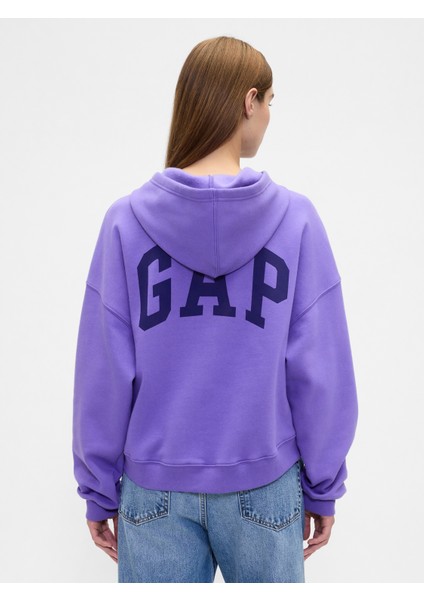Kadın Açık Lila Relaxed Gap Logo Fleece Sweatshirt fırsatları