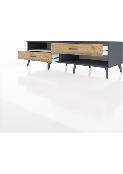 Kronos Tv Ünitesi Tek Raflı 2 Çekmeceli 176X59X51 Antrasit-Aytaşı/çam modelleri