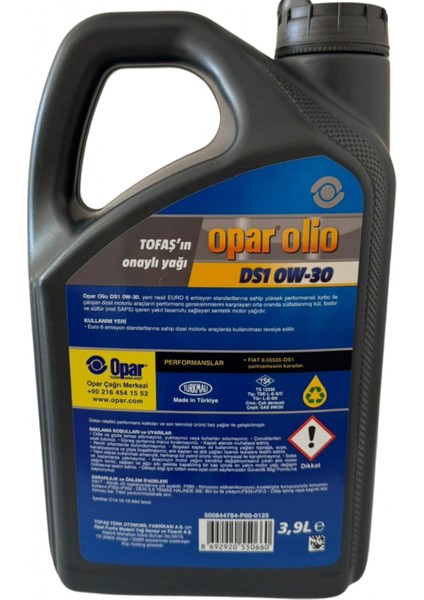 Olio Ds1 0W30 3.9 Litre Motor Yağı Üretim Yılı 2025 55177950 fırsatları
