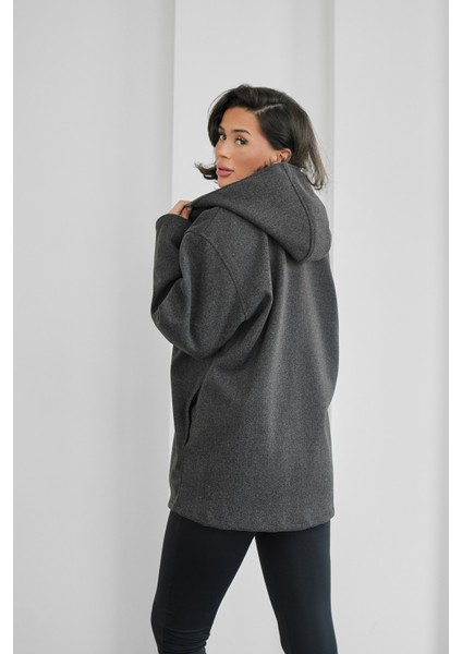 Kapüşonlu Astarlı Kadın Kaşe Hırka modelleri