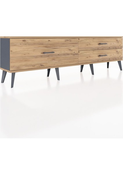 Arges Tv Ünitesi 3 Çekmeceli 176X30X51 Antrasit-Çam/çam fiyatları