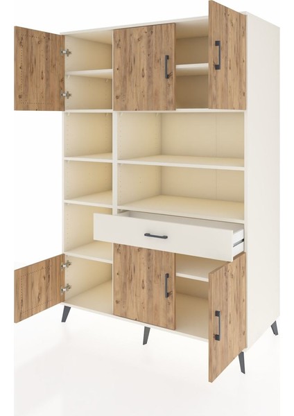 Kronos Dolap 10 Raflı Tek Çekmeceli 6 Kapaklı 132X59X195 Aytaşı-Çam/aytaşı modelleri