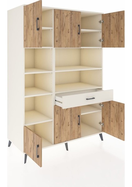 Kronos Dolap 10 Raflı Tek Çekmeceli 6 Kapaklı 132X59X195 Aytaşı-Çam/aytaşı indirimleri