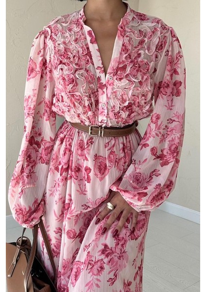 Pembe Biye Detaylı Elbise fırsatları