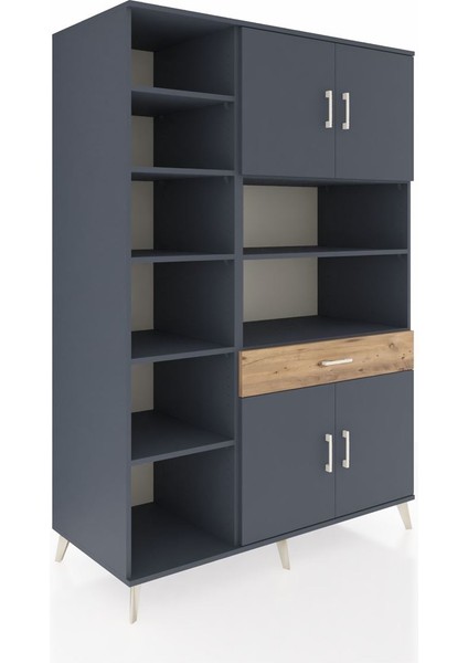 Kronos Dolap 10 Raflı Tek Çekmeceli 4 Kapaklı 132X59X195 Antrasit-Antrasit/çam fiyatları