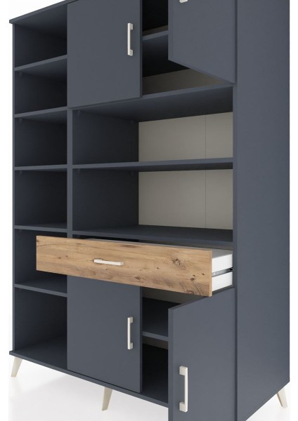 Kronos Dolap 10 Raflı Tek Çekmeceli 4 Kapaklı 132X59X195 Antrasit-Antrasit/çam fırsatları