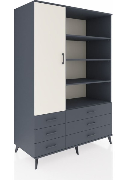 Kronos Dolap 8 Raflı 6 Çekmeceli Tek Kapaklı 132X59X195 Antrasit-Aytaşı/antrasit fiyatları