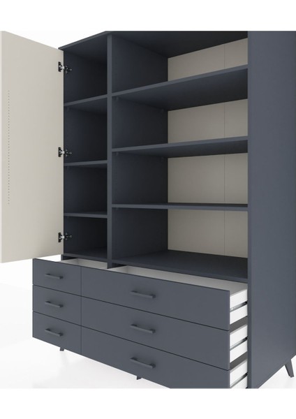 Kronos Dolap 8 Raflı 6 Çekmeceli Tek Kapaklı 132X59X195 Antrasit-Aytaşı/antrasit fırsatları