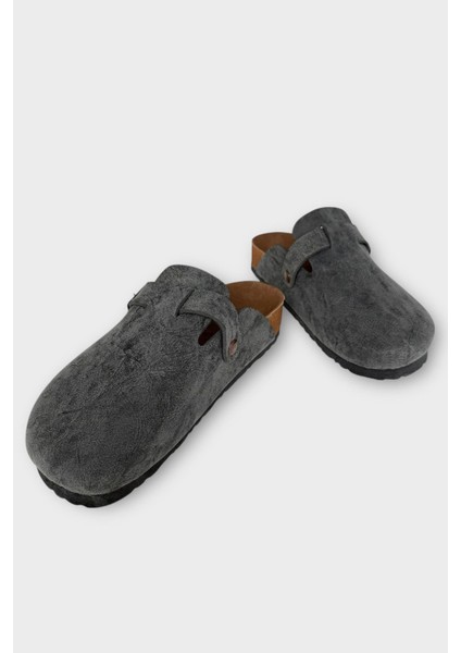 Unisex Toka Detaylı Mantar Anatomik Tabanlı Terlik Füme modelleri