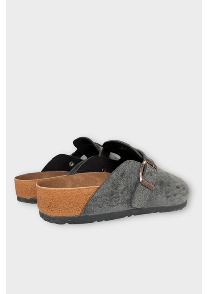 Unisex Toka Detaylı Mantar Anatomik Tabanlı Terlik Füme fırsatları