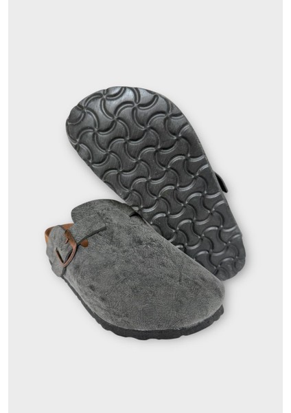 Unisex Toka Detaylı Mantar Anatomik Tabanlı Terlik Füme indirimleri