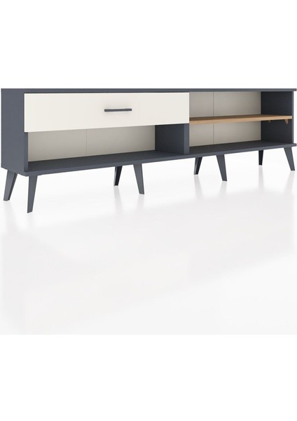 Arges Tv Ünitesi Tek Raflı Tek Çekmeceli 176X30X51 Antrasit-Çam/aytaşı fiyatları