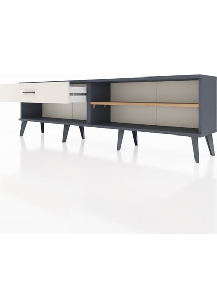 Arges Tv Ünitesi Tek Raflı Tek Çekmeceli 176X30X51 Antrasit-Çam/aytaşı fırsatları