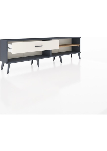Arges Tv Ünitesi Tek Raflı Tek Çekmeceli 176X30X51 Antrasit-Çam/aytaşı indirimleri