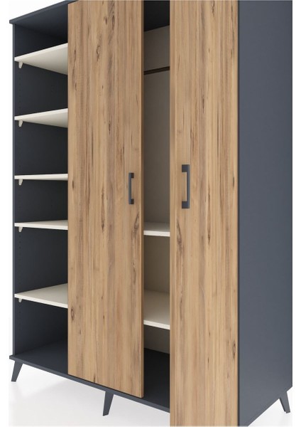 Kronos Dolap 7 Raflı 2 Kapaklı Tek Askılı 132X59X195 Antrasit-Çam/aytaşı fırsatları