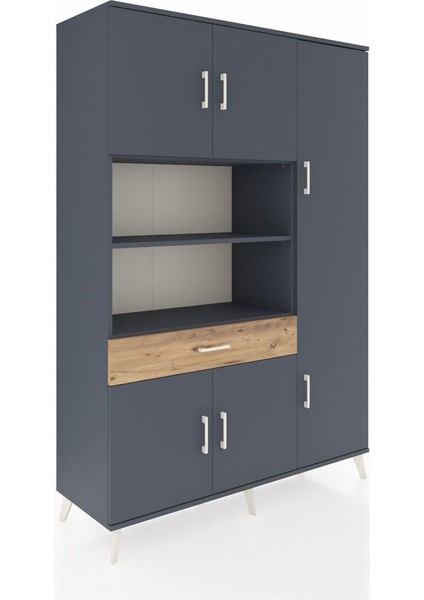 Hyperion Dolap 10 Raflı Tek Çekmeceli 6 Kapaklı 132X44X195 Antrasit-Antrasit/çam fiyatları