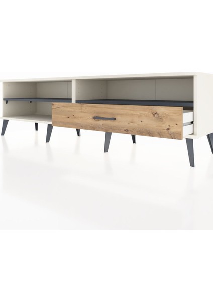 Hyperion Tv Ünitesi 2 Raflı Tek Çekmeceli 176X44X51 Aytaşı-Antrasit/çam fırsatları