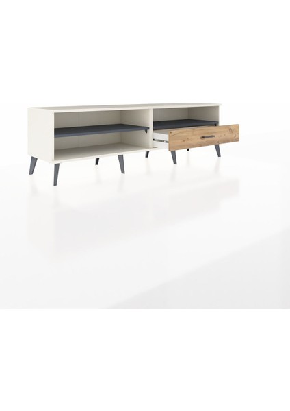 Hyperion Tv Ünitesi 2 Raflı Tek Çekmeceli 176X44X51 Aytaşı-Antrasit/çam indirimleri
