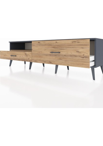 Hyperion Tv Ünitesi Tek Raflı 2 Çekmeceli 176X44X51 Antrasit-Çam/çam fırsatları