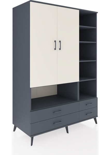 Kronos Dolap 10 Raflı 4 Çekmeceli 2 Kapaklı 132X59X195 Antrasit-Aytaşı/antrasit fiyatları