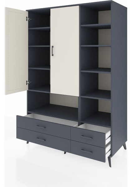 Kronos Dolap 10 Raflı 4 Çekmeceli 2 Kapaklı 132X59X195 Antrasit-Aytaşı/antrasit modelleri