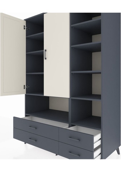 Kronos Dolap 10 Raflı 4 Çekmeceli 2 Kapaklı 132X59X195 Antrasit-Aytaşı/antrasit fırsatları