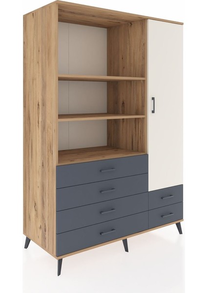 Kronos Dolap 7 Raflı 6 Çekmeceli Tek Kapaklı 132X59X195 Çam-Aytaşı/antrasit fiyatları