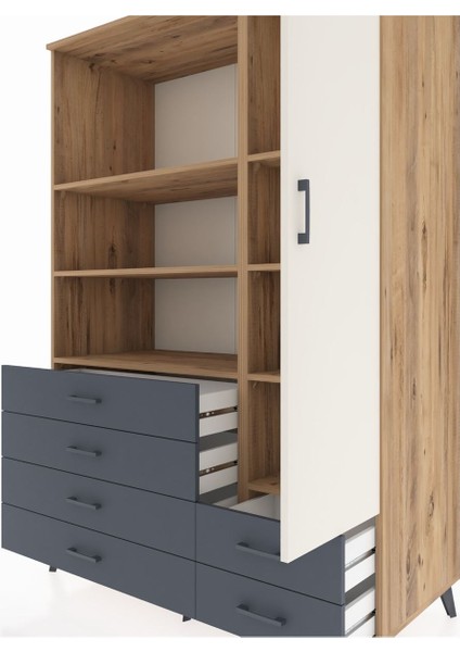 Kronos Dolap 7 Raflı 6 Çekmeceli Tek Kapaklı 132X59X195 Çam-Aytaşı/antrasit fırsatları