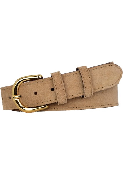 %100 Hakiki Deri, Gold Tokalı 4 cm Açık Sarı Süet Kadın Kemeri; Kot, Spor Kemer=süet.26.sarı fırsatları
