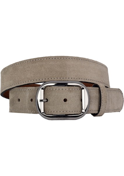 %100 Hakiki Deri, Nikel Tokalı 4 cm Gri Süet Kadın Kemeri; Kot, Spor Kemer=süet.23.gri