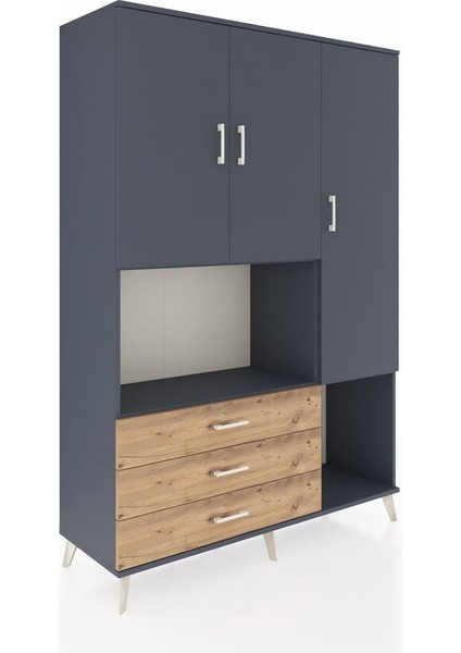 Hyperion Dolap 6 Raflı 3 Çekmeceli 3 Kapaklı 132X44X195 Antrasit-Antrasit/çam fiyatları