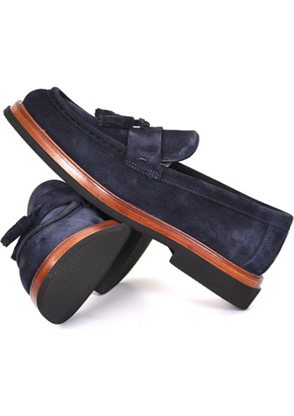 Hakiki Süet Deri Loafer Lacivert Erkek Ayakkabı Eva Taban - 4025 fırsatları