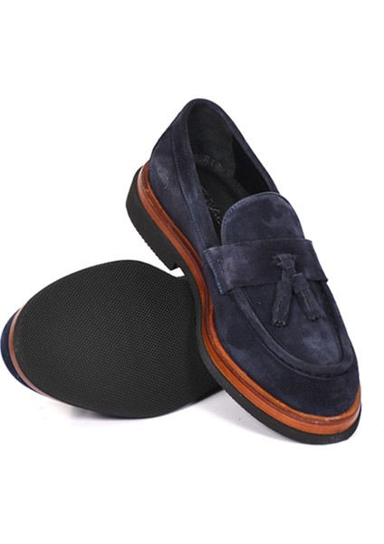 Hakiki Süet Deri Loafer Lacivert Erkek Ayakkabı Eva Taban - 4025 indirimleri