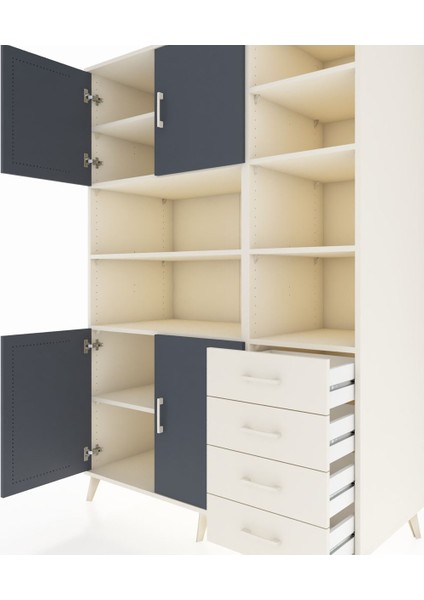 Kronos Dolap 9 Raflı 4 Çekmeceli 4 Kapaklı 132X59X195 Aytaşı-Antrasit/aytaşı fırsatları