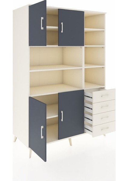 Kronos Dolap 9 Raflı 4 Çekmeceli 4 Kapaklı 132X59X195 Aytaşı-Antrasit/aytaşı indirimleri