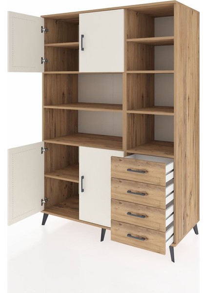 Kronos Dolap 9 Raflı 4 Çekmeceli 4 Kapaklı 132X59X195 Çam-Aytaşı/çam modelleri