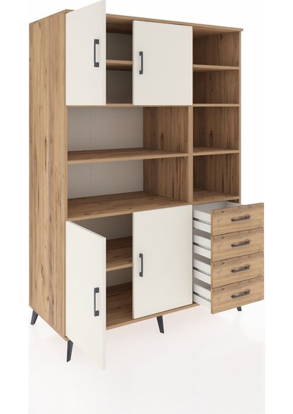 Kronos Dolap 9 Raflı 4 Çekmeceli 4 Kapaklı 132X59X195 Çam-Aytaşı/çam indirimleri