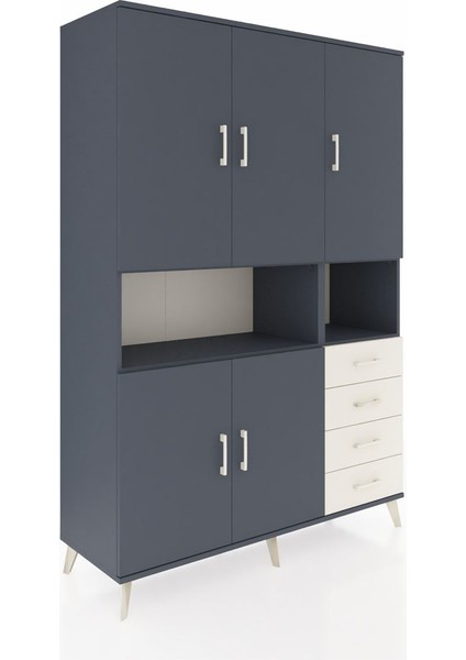 Hyperion Dolap 7 Raflı 4 Çekmeceli 5 Kapaklı 132X44X195 Antrasit-Antrasit/aytaşı fiyatları