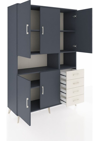 Hyperion Dolap 7 Raflı 4 Çekmeceli 5 Kapaklı 132X44X195 Antrasit-Antrasit/aytaşı indirimleri