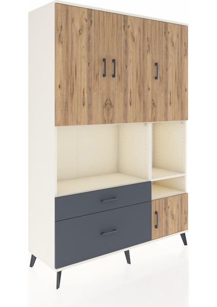 Hyperion Dolap 7 Raflı 2 Çekmeceli 4 Kapaklı 132X44X195 Aytaşı-Çam/antrasit fiyatları