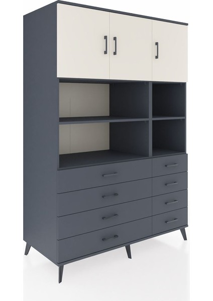 Kronos Dolap 8 Raflı 8 Çekmeceli 3 Kapaklı 132X59X195 Antrasit-Aytaşı/antrasit fiyatları