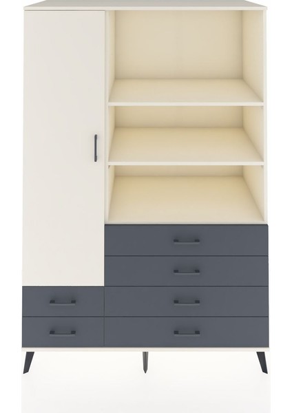 Kronos Dolap 7 Raflı 6 Çekmeceli Tek Kapaklı 132X59X195 Aytaşı-Aytaşı/antrasit